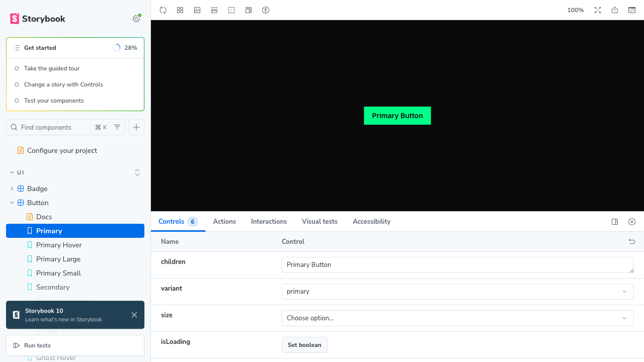 Storybook с компонентами Problem Prism